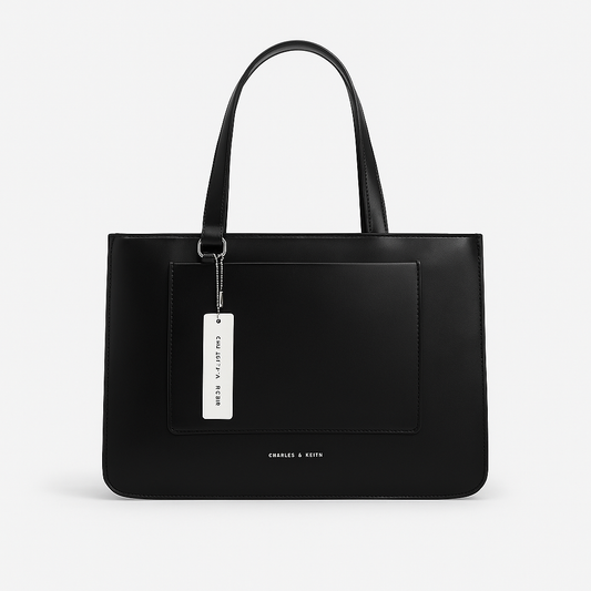 Charles & Keith Structured Black Tote Bag