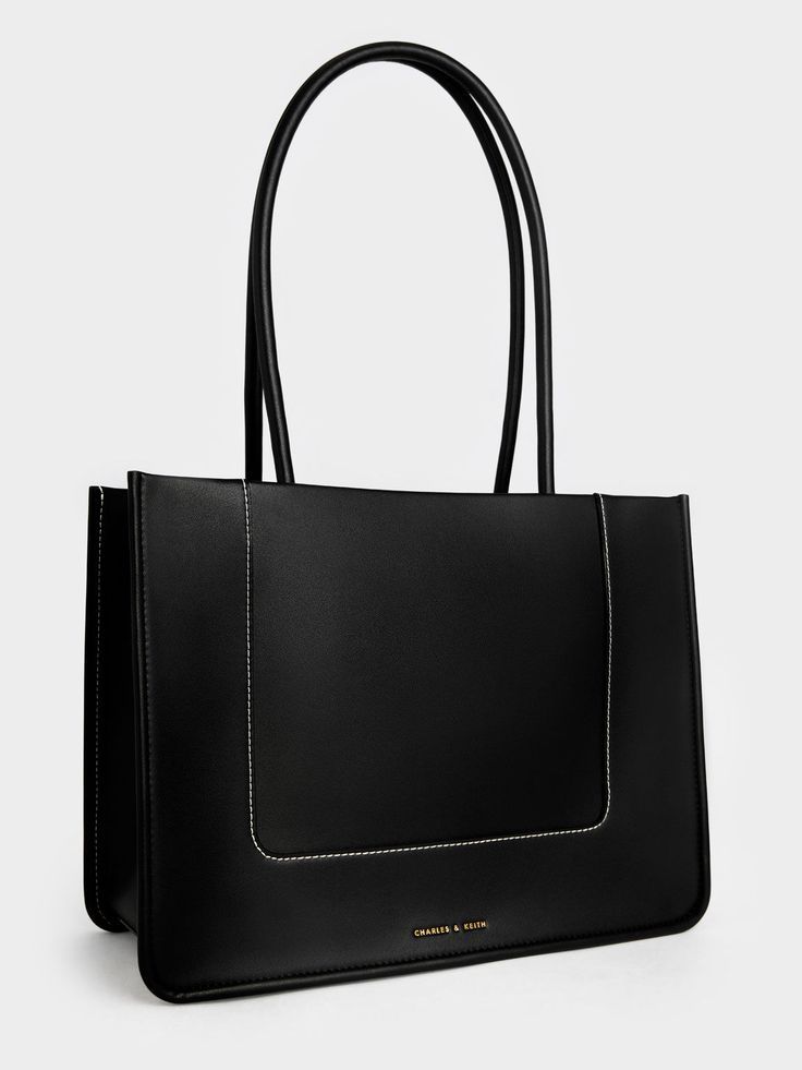 Charles & Keith Structured Black Tote Bag